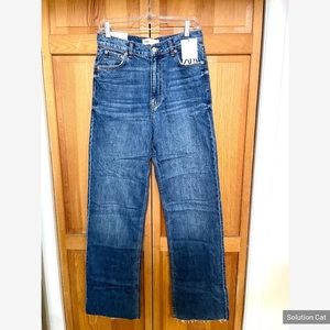 Zara Slim Fit, Wide Leg, High Rise The 90’s Full Length in Dover Blue, Size 6